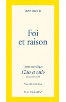 Foi et raison - fides et ratio - lettre encyclique du 14 septembre 1998