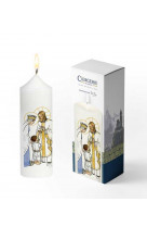 Cierge premiere communion blanc - jesus et marie garcon brun