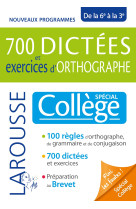 700 dictées et exercices d'orthographe, spécial collège