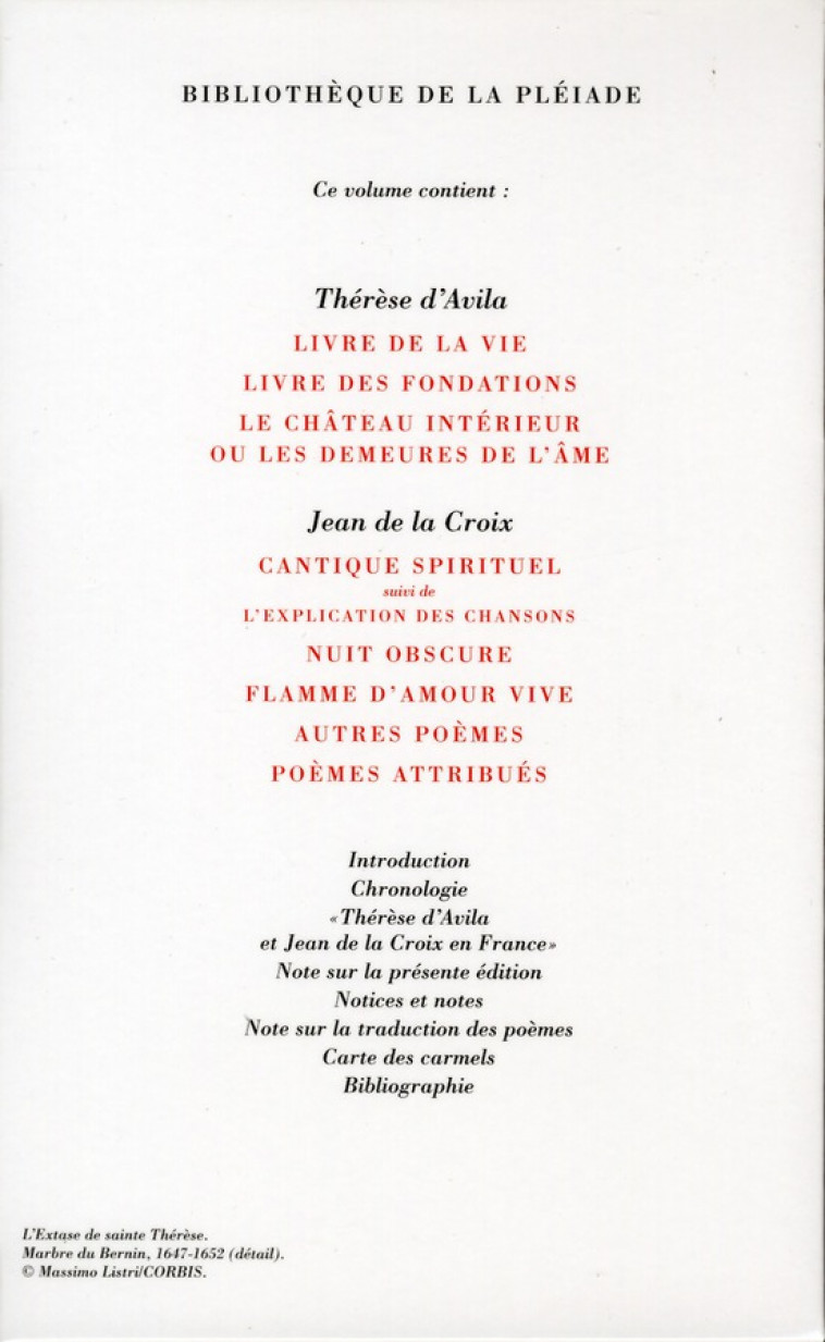 JEAN DE LA CROIX - THERESE D-AVILA - OEUVRES - JEAN DE LA CROIX - GALLIMARD