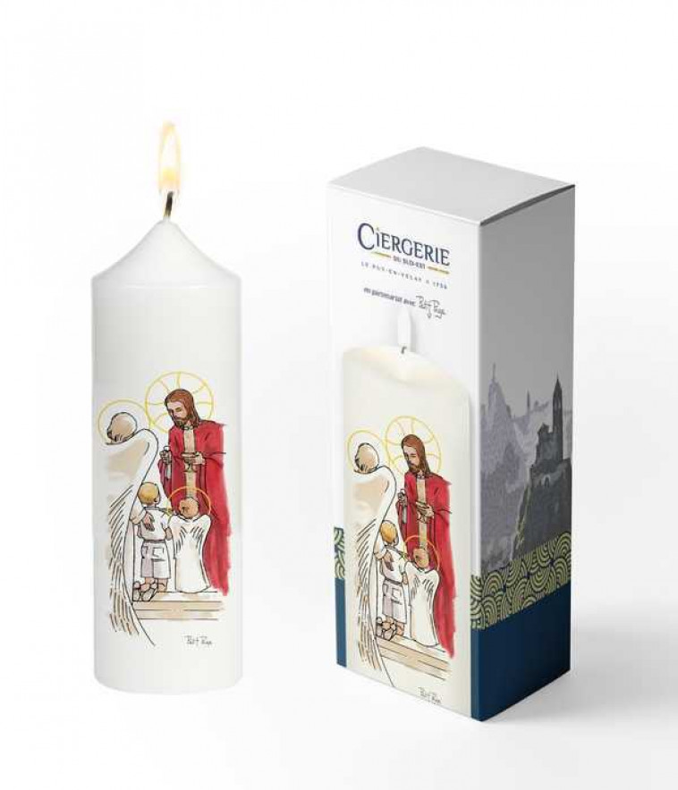 CIERGE PREMIERE COMMUNION BLANC - PAIN DES ANGES GARCON BLOND - XXX - CIERGE SUD EST