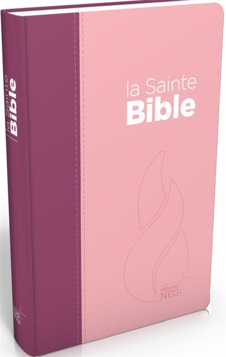 BIBLE SEGOND NEG COMPACTE COUVERTURE SOUPLE, TOILE DUO ROSE PRALINE / VIOLET FRUITS DES BOIS EN TOIL - SEGOND NEG 1979 - MAISON BIBLE