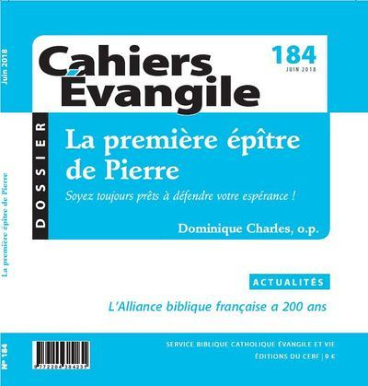 CE-184 LA PREMIÈRE ÉPÎTRE DE PIERRE -  Collectif Cahiers évangiles - CERF