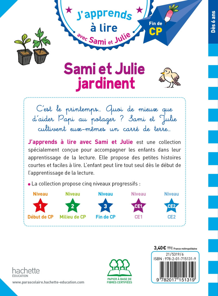 Sami et Julie CP Niveau 3 Sami et Julie jardinent - Thérèse Bonté - HACHETTE EDUC