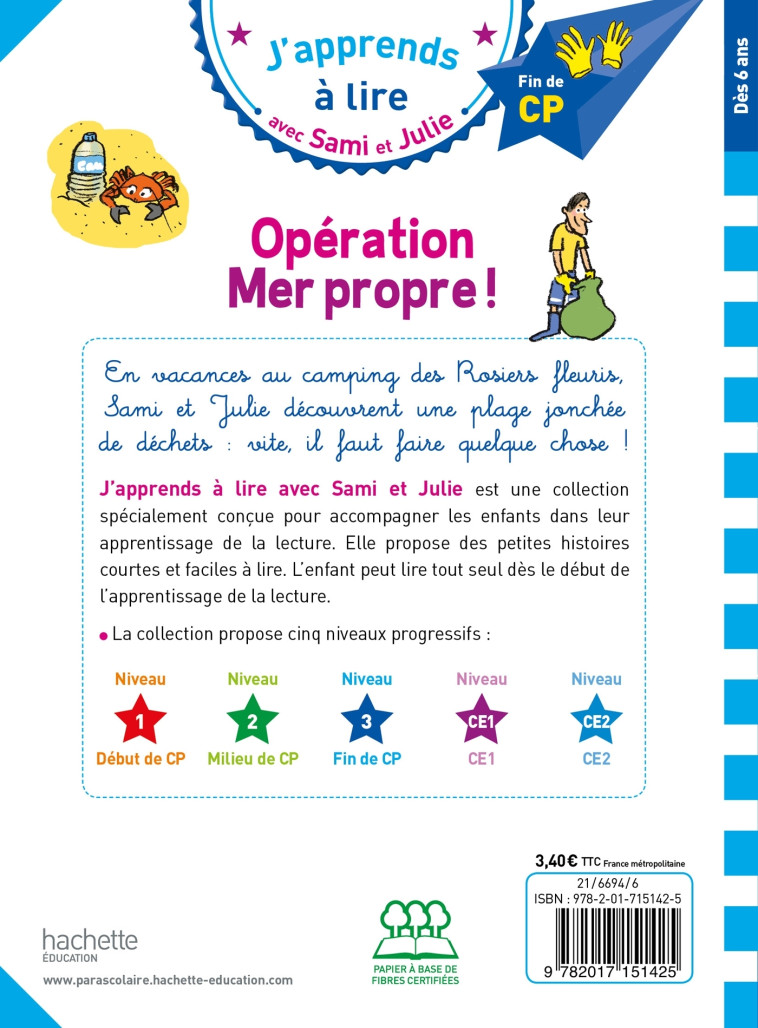 Sami et Julie CP Niveau 3 Opération mer propre ! - Thérèse Bonté - HACHETTE EDUC