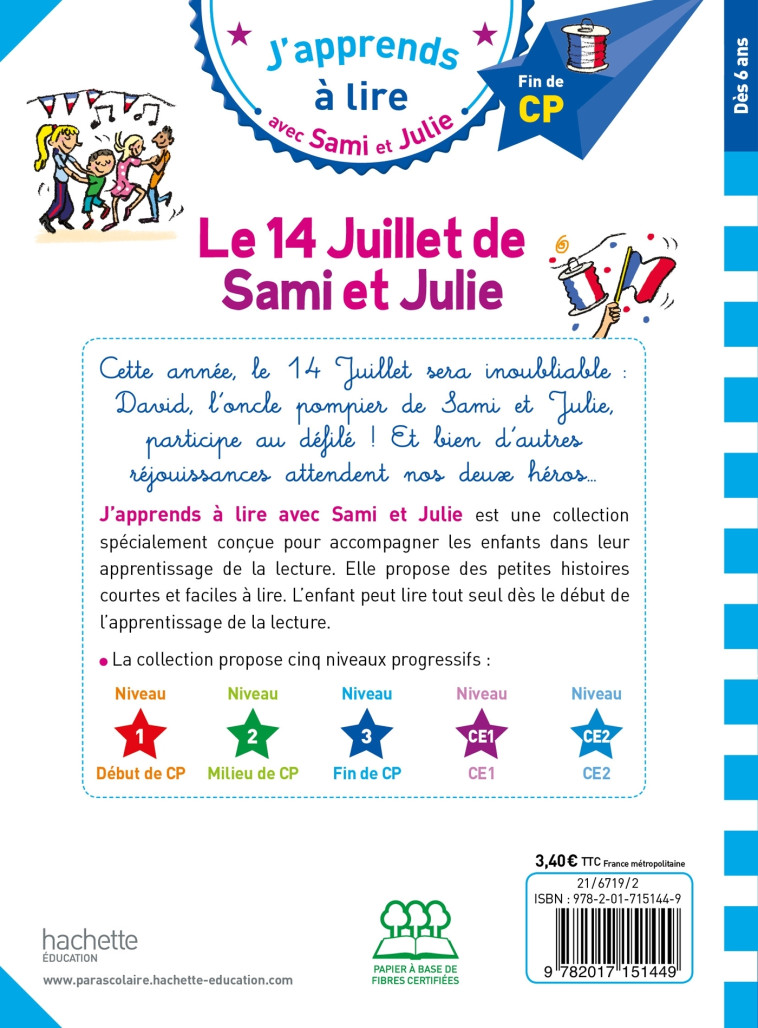 Sami et Julie CP Niveau 3 Le 14 juillet de Sami et Julie - Thérèse Bonté - HACHETTE EDUC