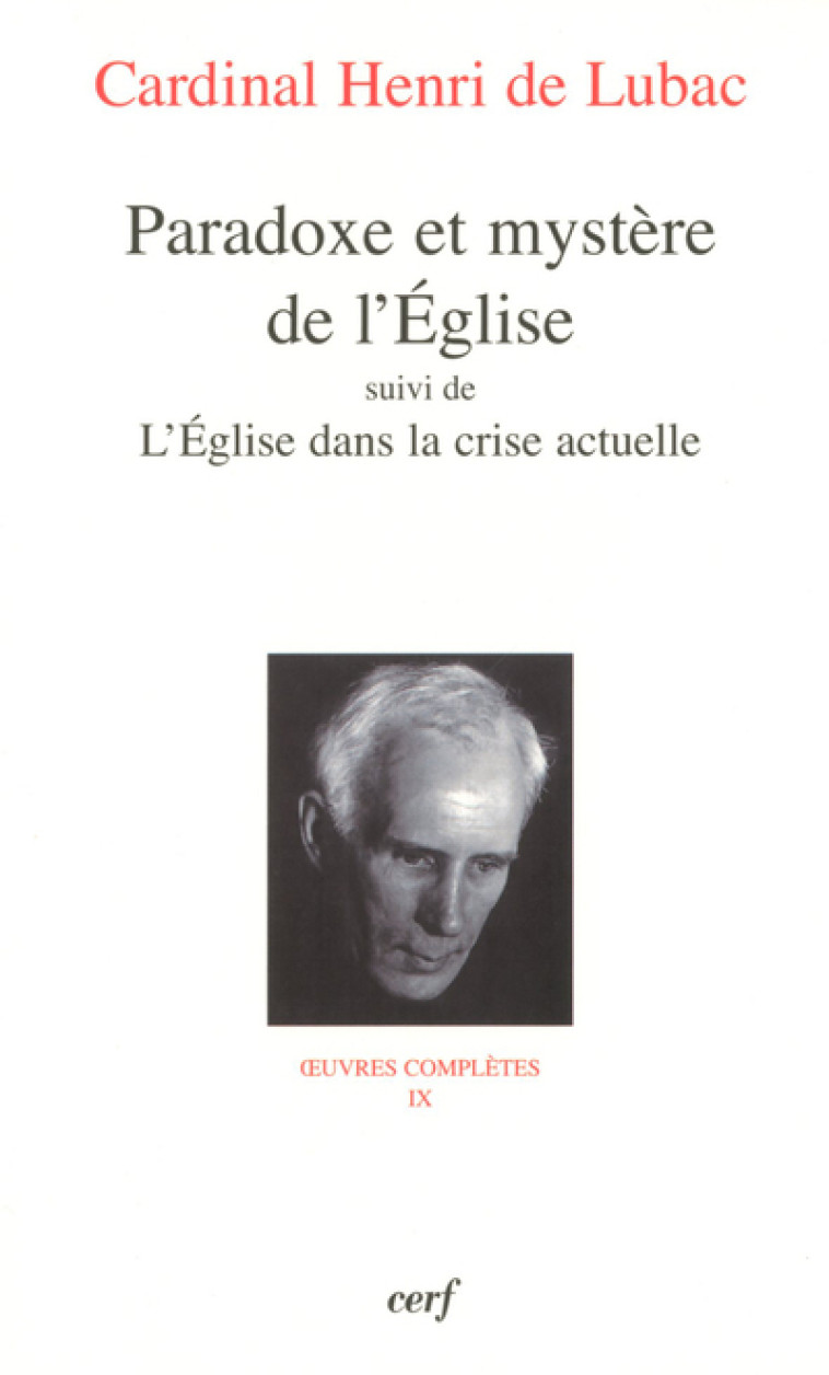 PARADOXE ET MYSTERE DE L'EGLISE - Henri de Lubac - CERF