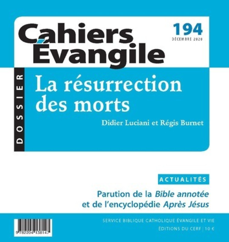 CAHIER EVANGILE 194 - LA RESURRECTION DES MORTS -  Collectif - CERF