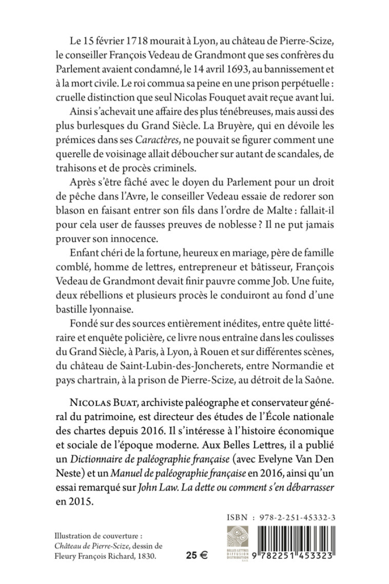 Catastrophe de M. Vedeau de Grandmont - Nicolas Buat - BELLES LETTRES