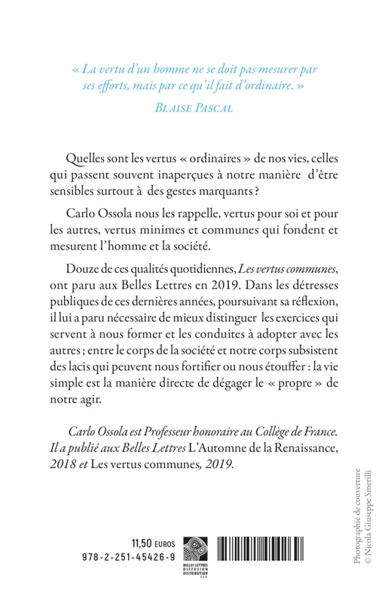 La Vie simple - Carlo Ossola - BELLES LETTRES