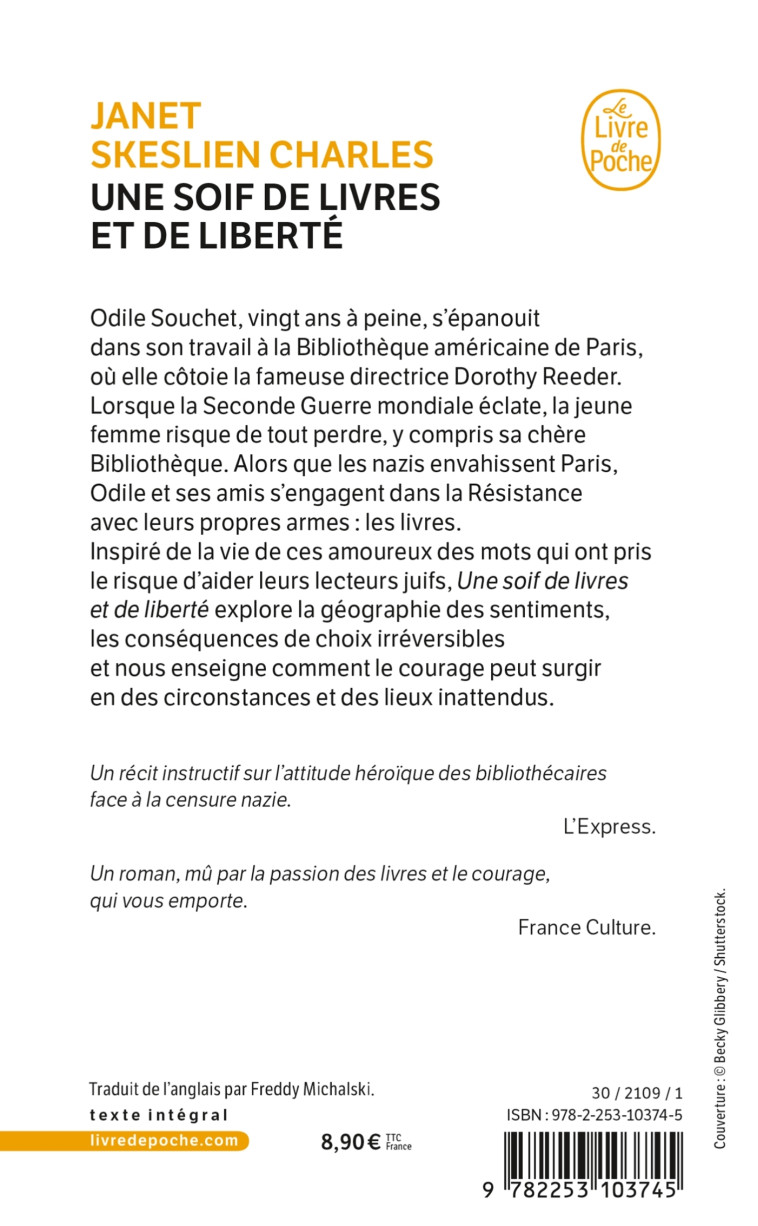 Une soif de livres et de liberté - Janet Skeslien Charles - LGF