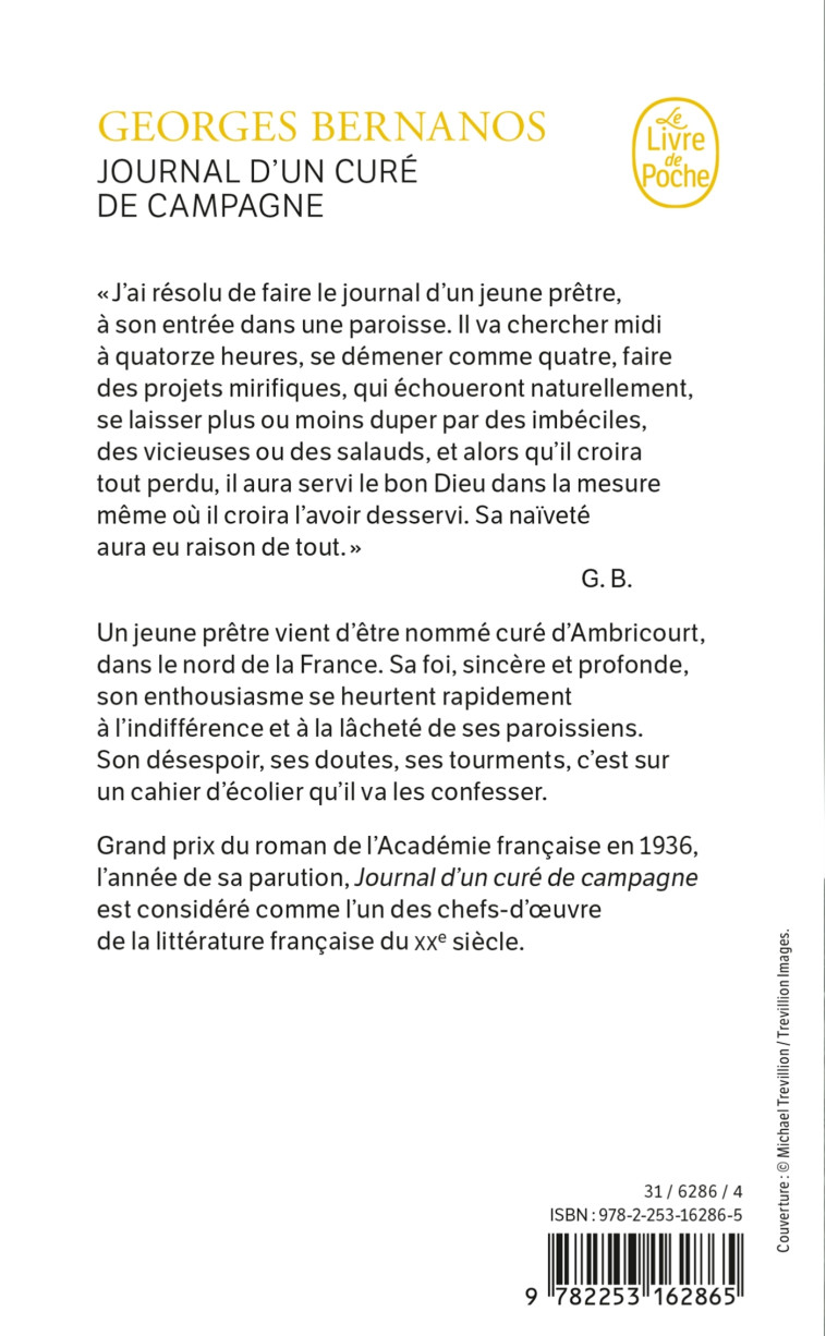 Journal d'un curé de campagne - Georges Bernanos - LGF