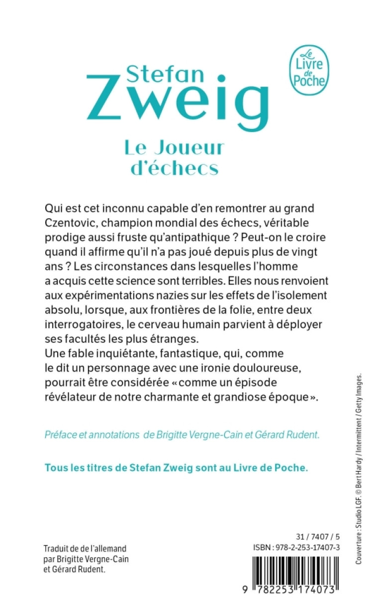 Le Joueur d'échecs (nouvelle traduction) - Stefan Zweig - LGF