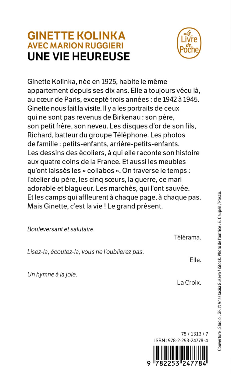 Une vie heureuse - Ginette Kolinka - LGF