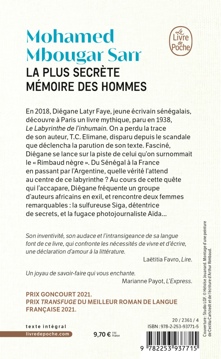 La Plus secrète mémoire des hommes - Mohamed Mbougar Sarr - LGF