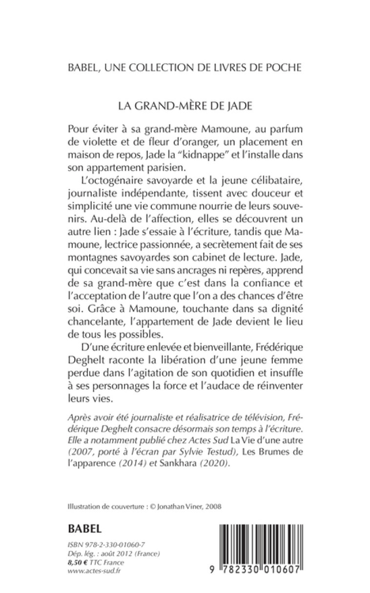 La grand-mère de Jade - Frédérique Deghelt - ACTES SUD