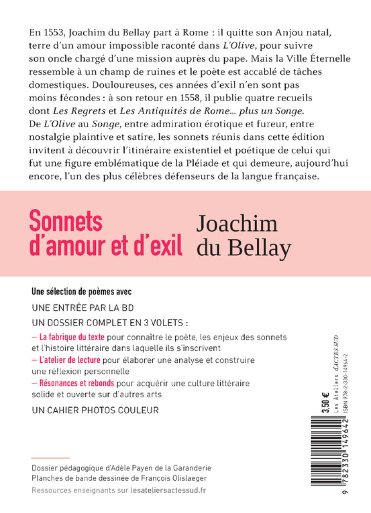 Sonnets d'amour et d'exil - Joachim du Bellay - ACTES SUD