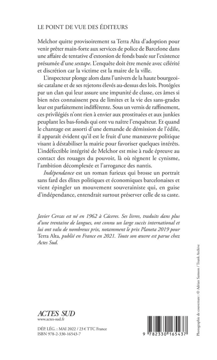 Indépendance - Javier Cercas - ACTES SUD