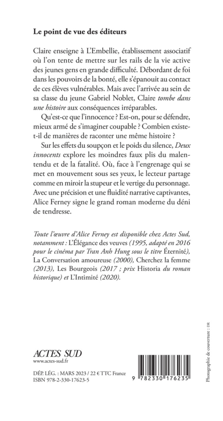 Deux innocents - Alice Ferney - ACTES SUD