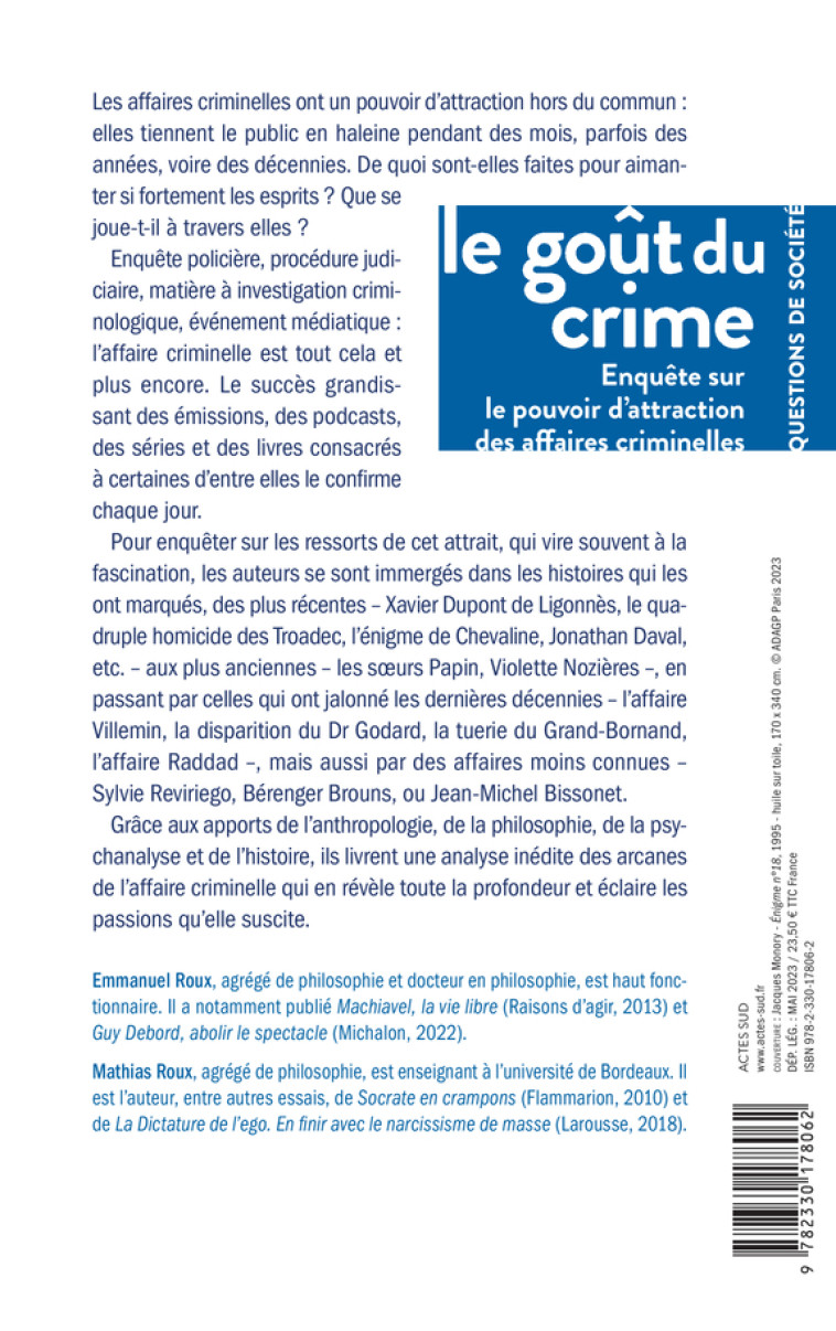 Le Goût du crime - Mathias Roux - ACTES SUD