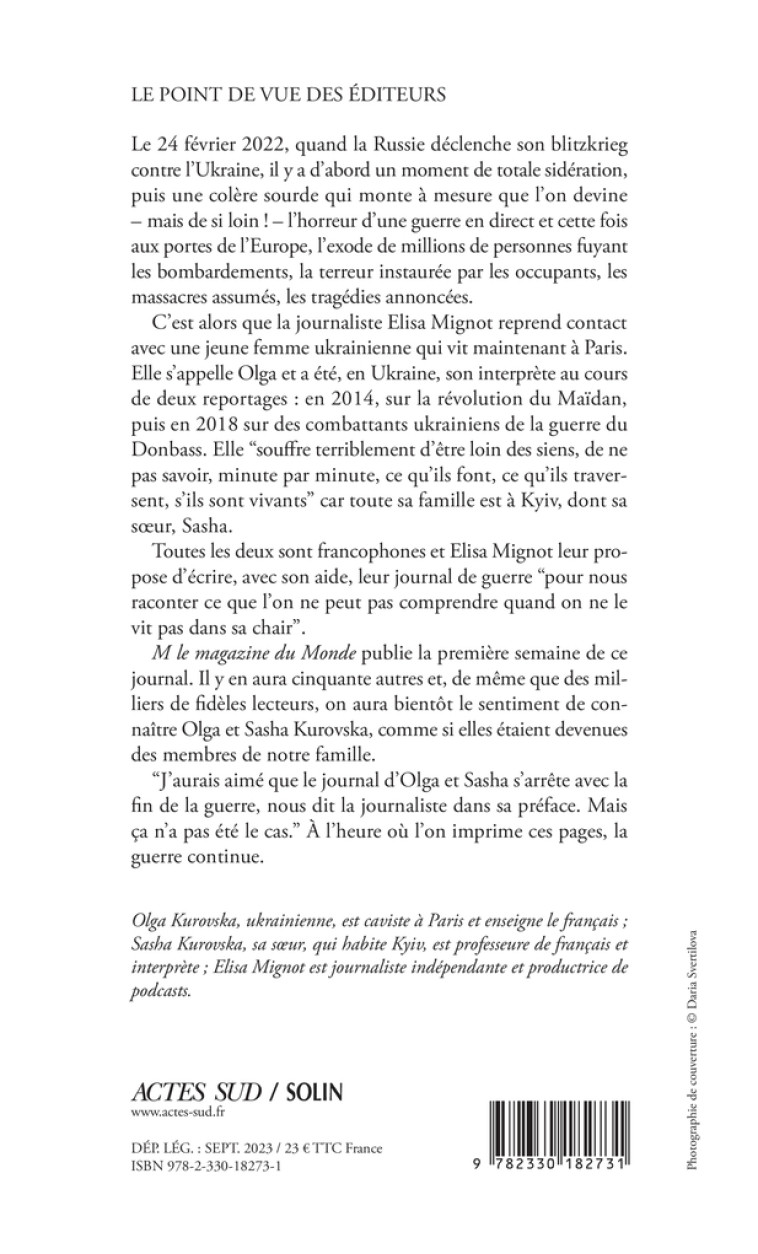 Le Journal d'Olga et Sasha - Elisa Mignot - ACTES SUD