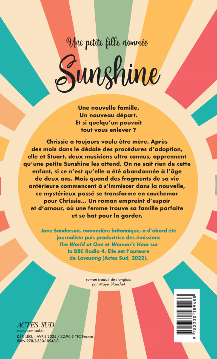 Une petite fille nommée Sunshine - Jane Sanderson - ACTES SUD