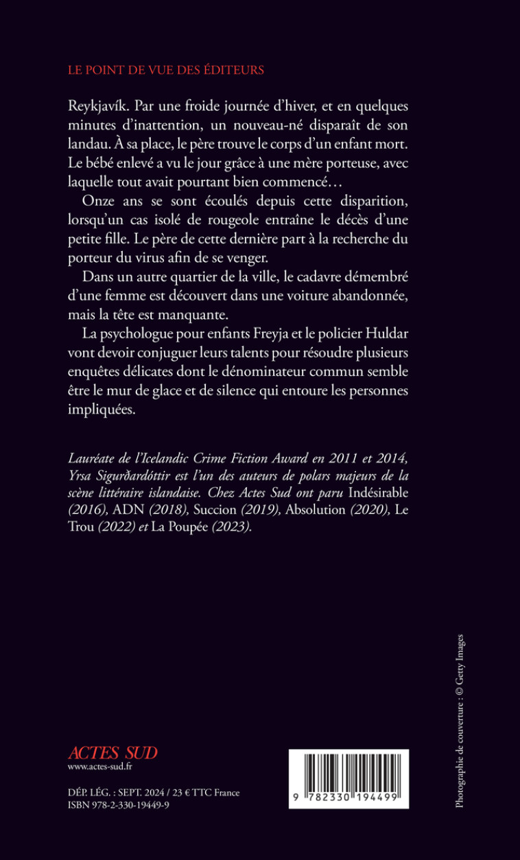 Le Silence - Yrsa Sigurdardottir - ACTES SUD