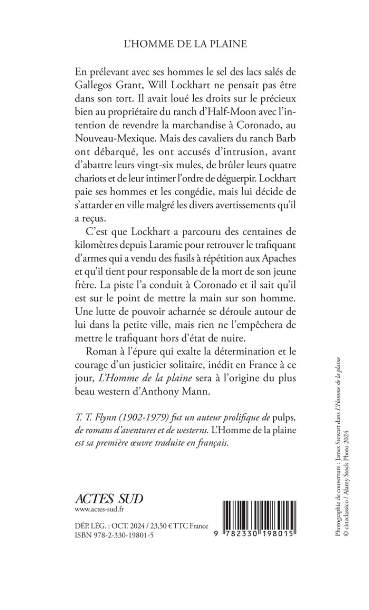 L'homme de la plaine -  FLYNN T. T./URANO YANNIS/PROLONGEAU HUBERT - ACTES SUD