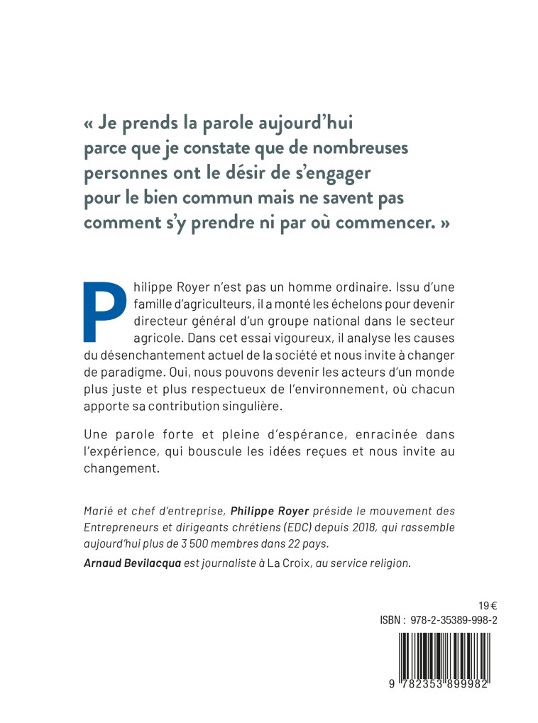 S'engager pour le bien commun - un dirigeant partage son espérance - Philippe Royer - EMMANUEL