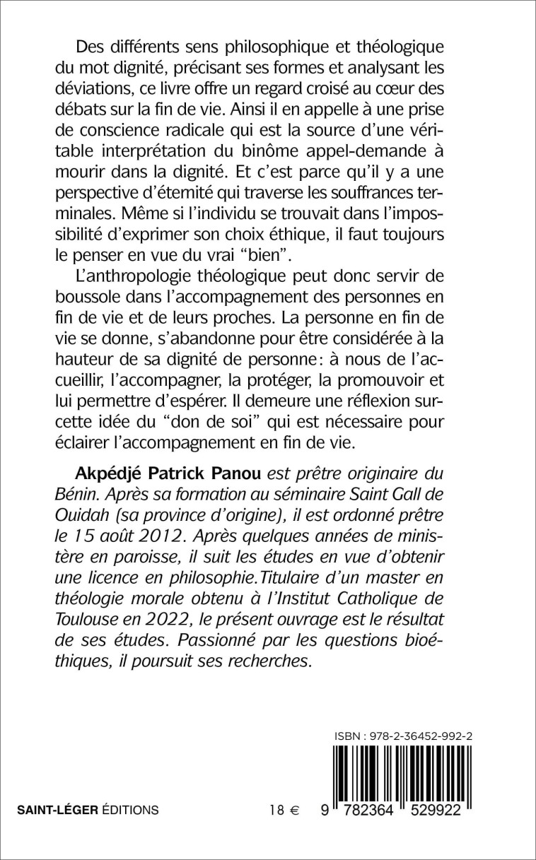 Mourir dans la dignité - Akpédjé Patrick Panou - SAINT LEGER