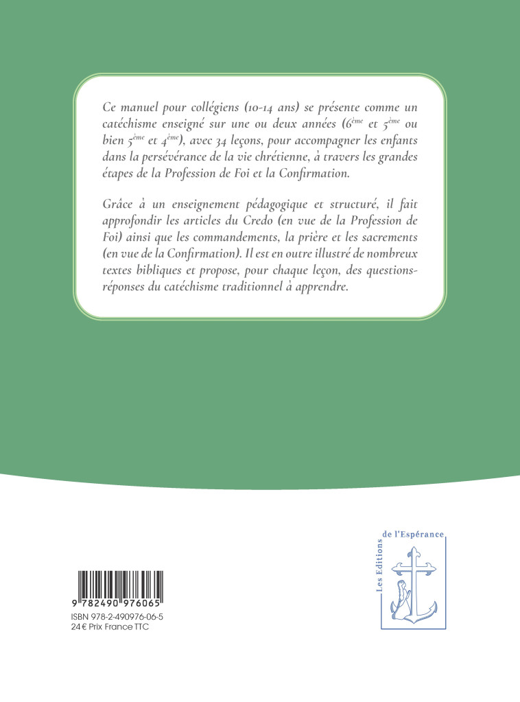 Source de Vie éternelle - Préparation à la Confirmation et la profession de Foi - Gérald DE SERVIGNY - ED ESPERANCE