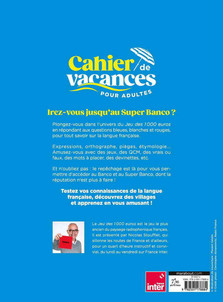 Cahier de vacances Le jeu des 1000 euros - Langue française -   - MARABOUT