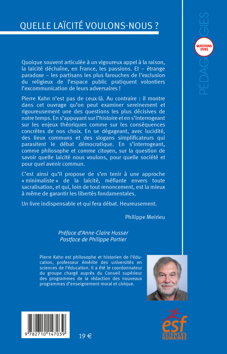 Quelle laïcité voulons nous ? - Pierre Kahn - ESF