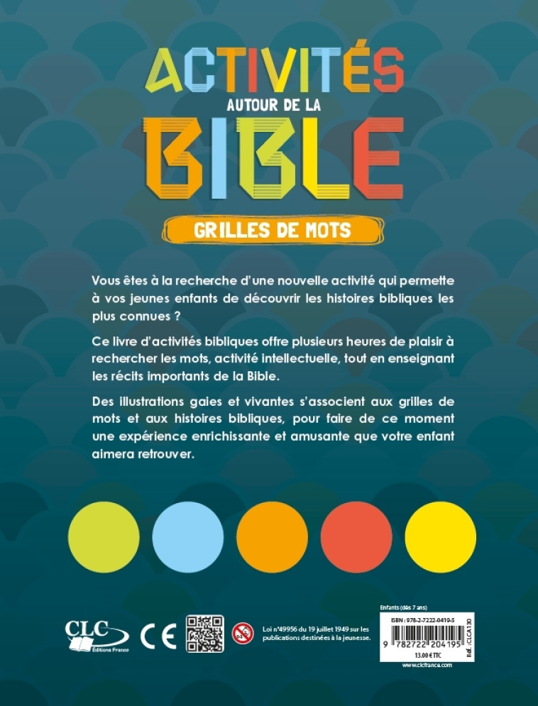 Activités autour de la Bible - Grilles de mots dès 7 ans -  Ester Garcia Cortes - CLC FRANCE