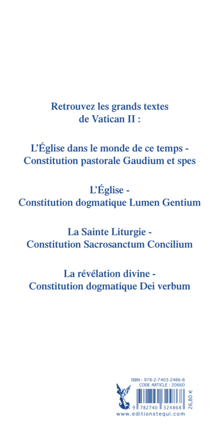 Pack  Les 4 constitutions  de Vatican II  -  Vatican II - TEQUI