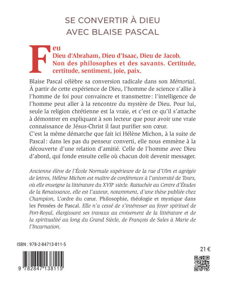 Se convertir à Dieu avec Blaise Pascal - Hélène Michon - CARMEL