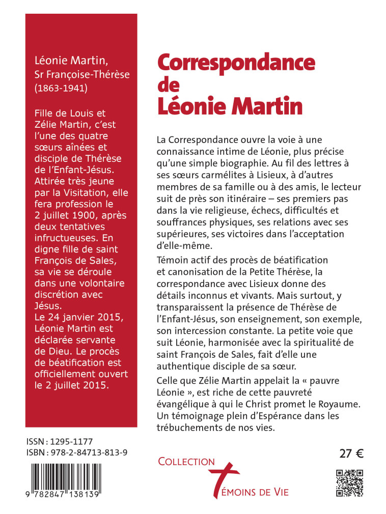 Correspondance (1874-1941) de Léonie Martin - Stéphane-Marie Morgain - CARMEL