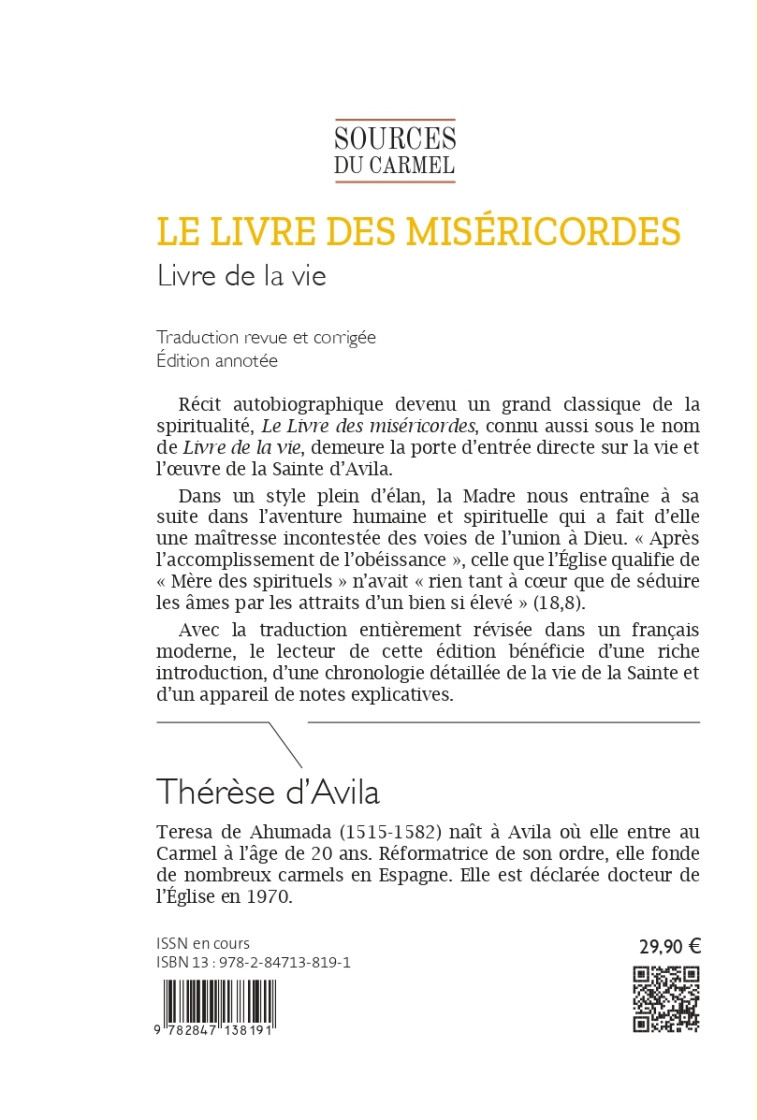 Le livre des miséricordes - Thérèse D'avila - CARMEL