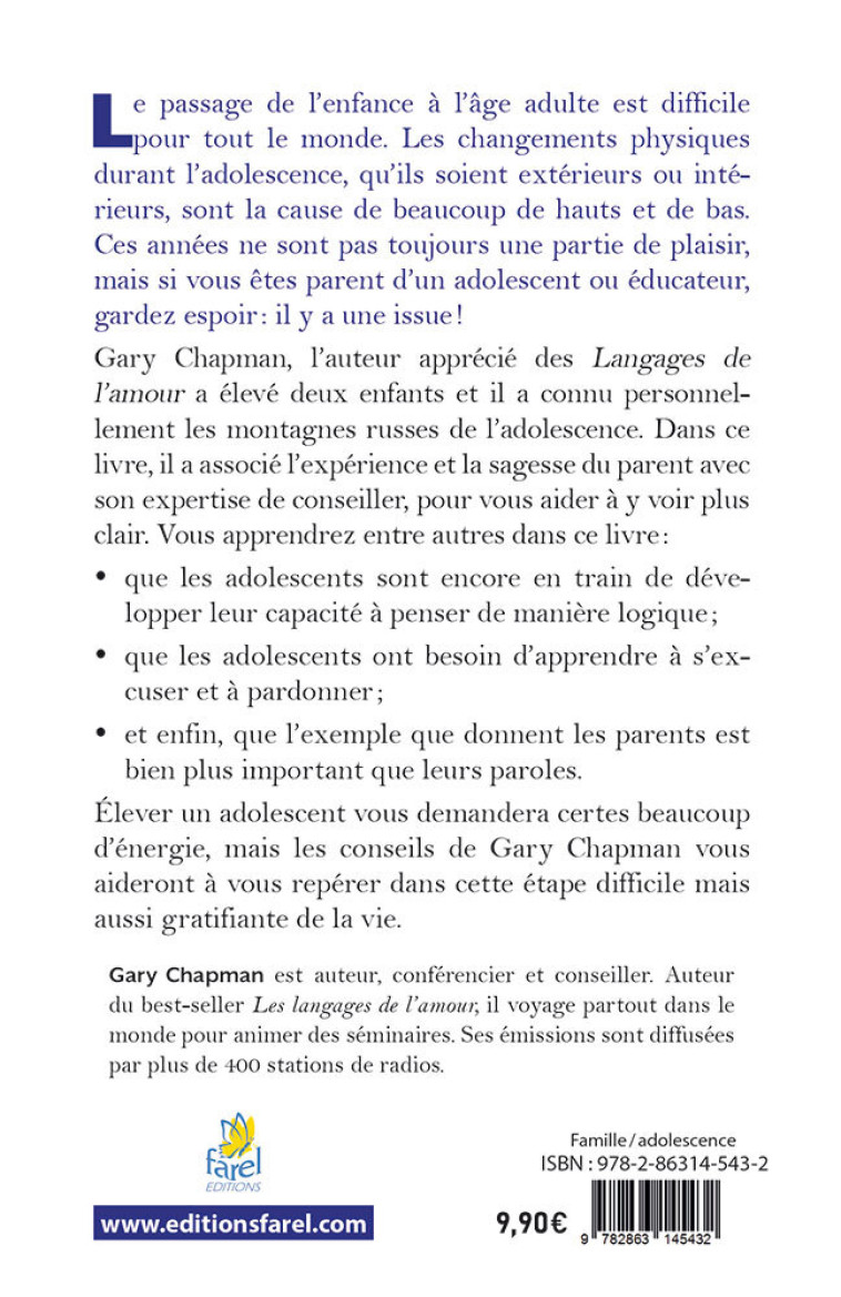 Ce que j'aurais aimé savoir avant que mon enfant devienne adolescent - Gary Chapman - FAREL