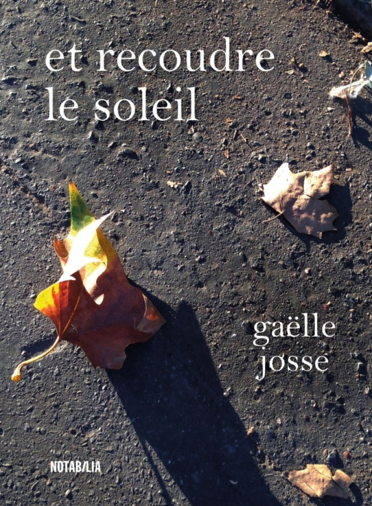 Et recoudre le soleil - Gaëlle Josse - NOIR BLANC