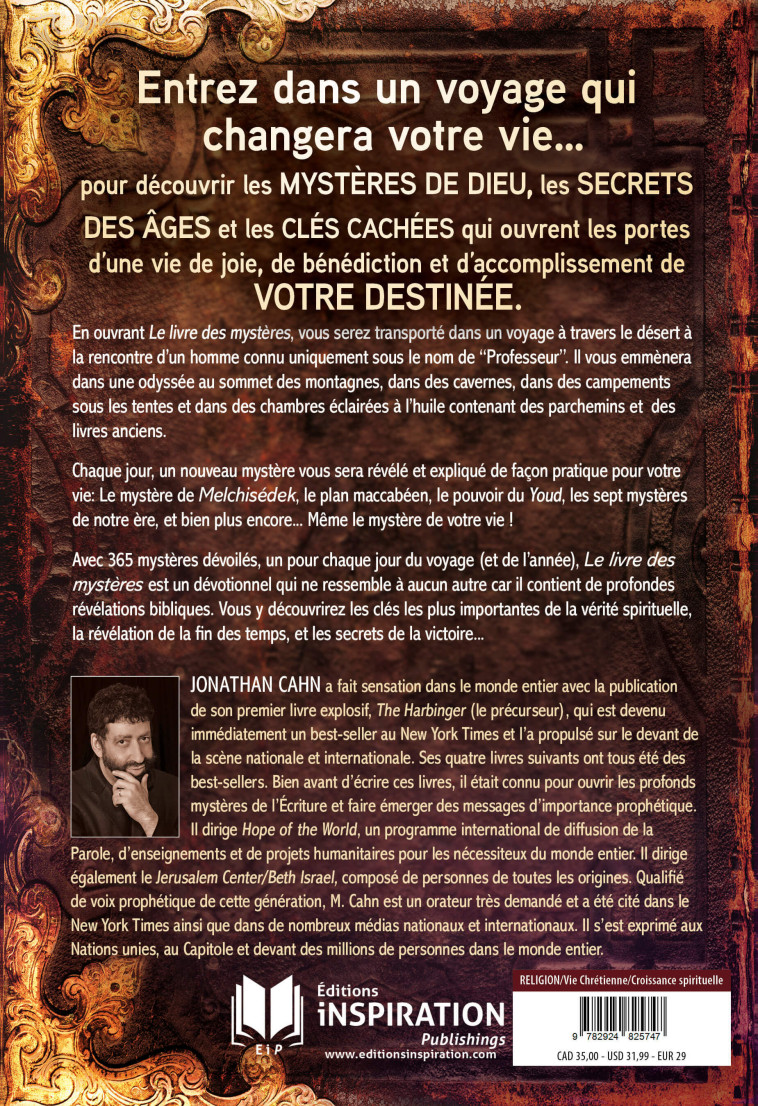 Le livre des mystères - Jonathan Cahn - INSPIRATION ED