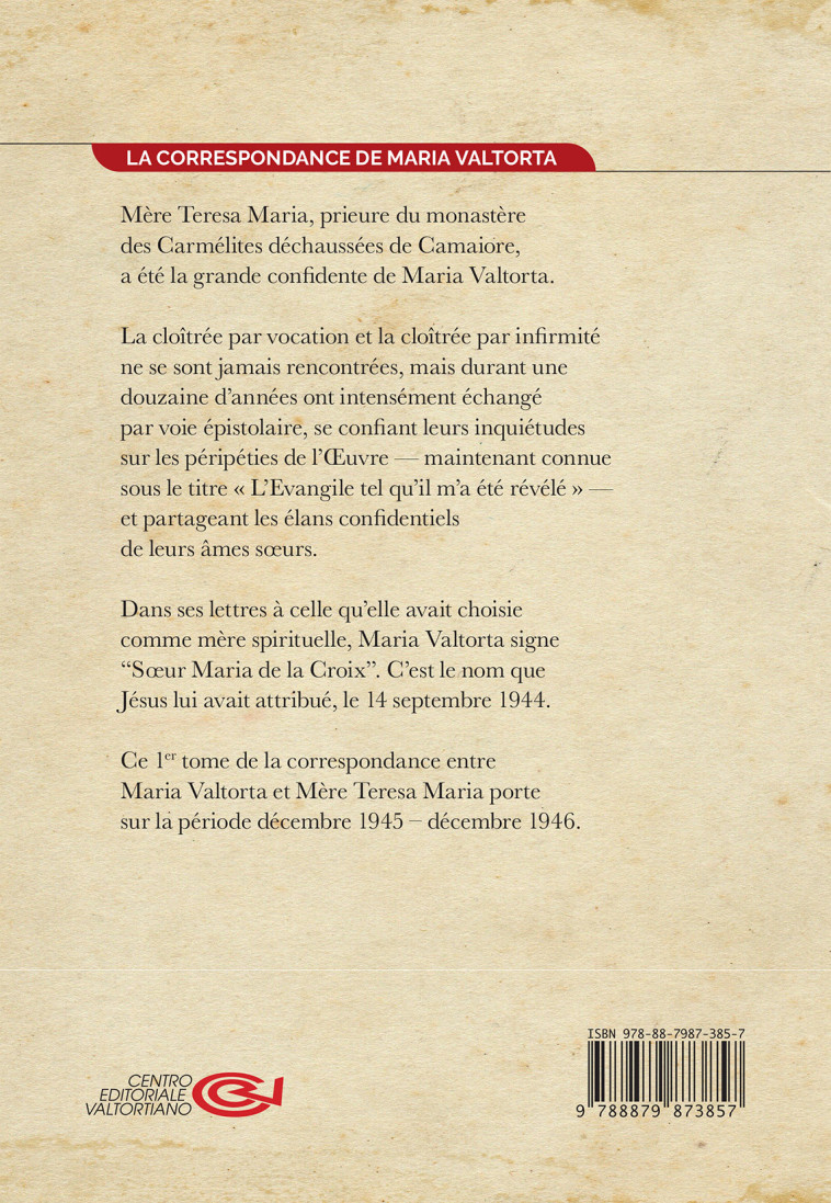 Lettres à Mère Teresa Maria - Maria Valtorta - VALTORTIANO