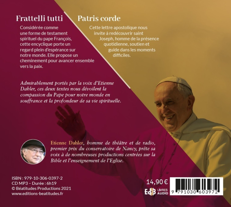 Fratelli tutti et Patris corde – Livre audio - Étienne Dahler - BEATITUDES