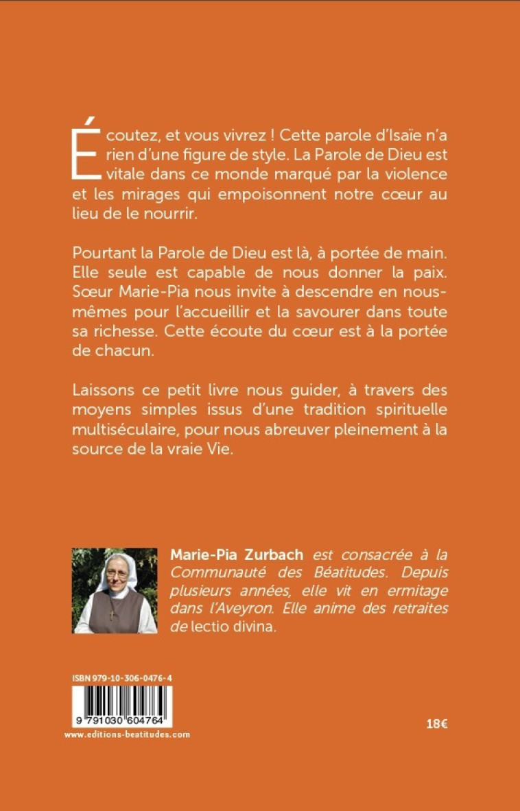 Parole de Dieu, Parole de vie - Marie-Pia Zurbach - BEATITUDES