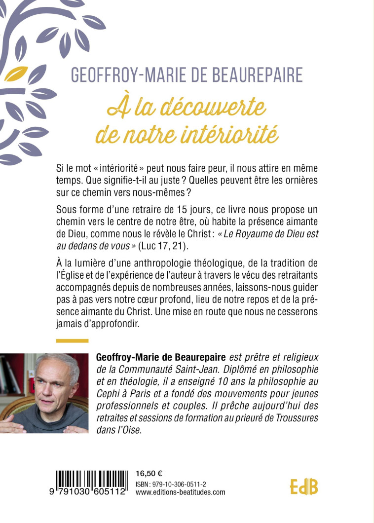 À la découverte de notre intériorité - GEOFFROY MARIE - BEATITUDES