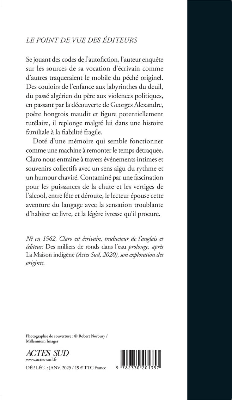 Des milliers de ronds dans l'eau -  Claro - ACTES SUD